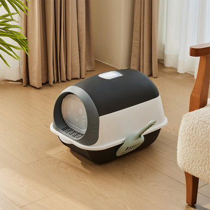 Detachable Hooded Cat Litter Box with Flip Top, Odour Control & Scoop – Compact & Easy Clean Design