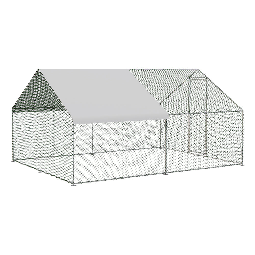 Metal Walk-in Chicken Coop Run with PE Tarpaulin – Secure Outdoor Poultry Enclosure for Chickens and Rabbits