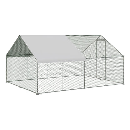 Metal Walk-in Chicken Coop Run with PE Tarpaulin – Secure Outdoor Poultry Enclosure for Chickens and Rabbits
