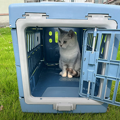 Foldable Hard-Shell Pet Travel Carrier with Ventilation and Lockable Front Door – Ideal for Vet Visits & Short Trips