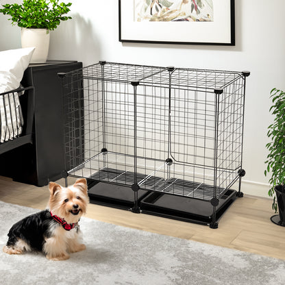 Foldable Black Dog Crate with Dual Removable Trays – Ideal for Small Breeds