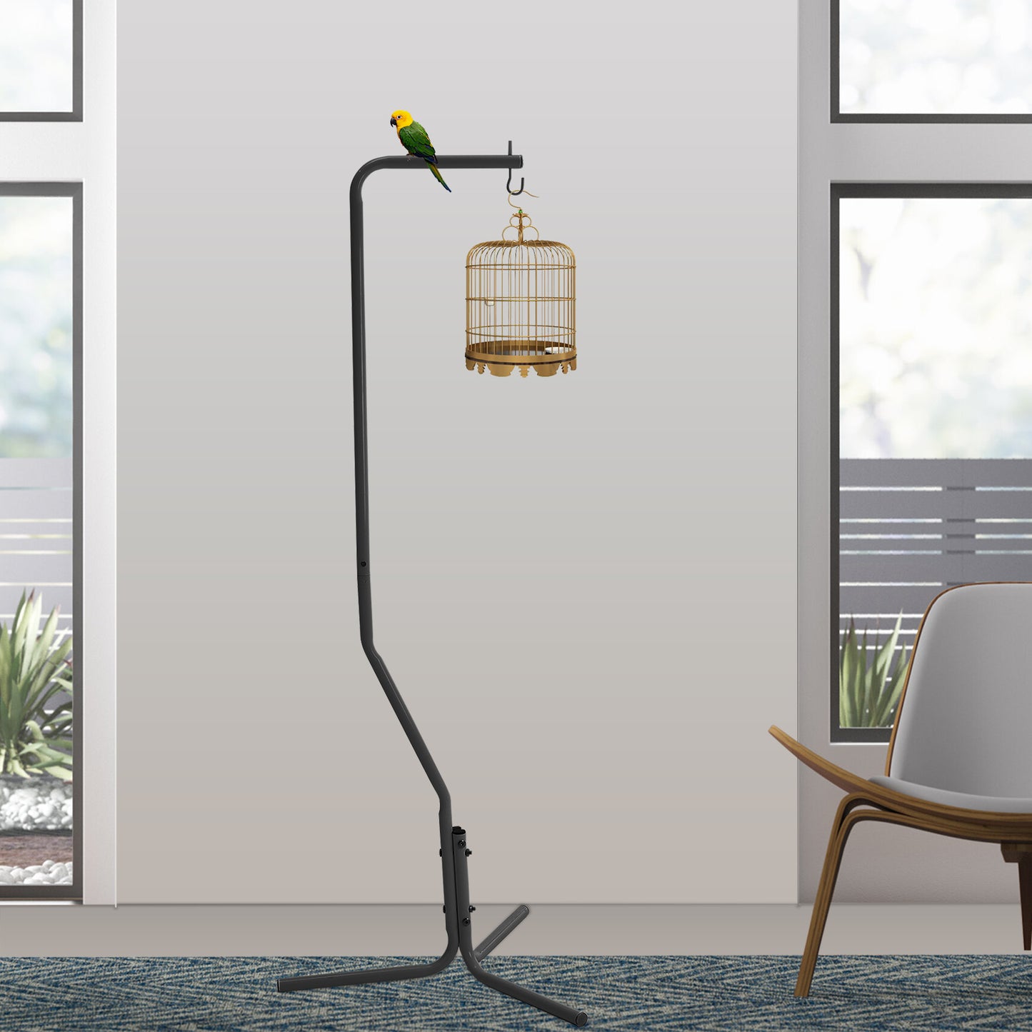 Metal Bird Cage Hanging Stand – Tripod Base for Home & Garden