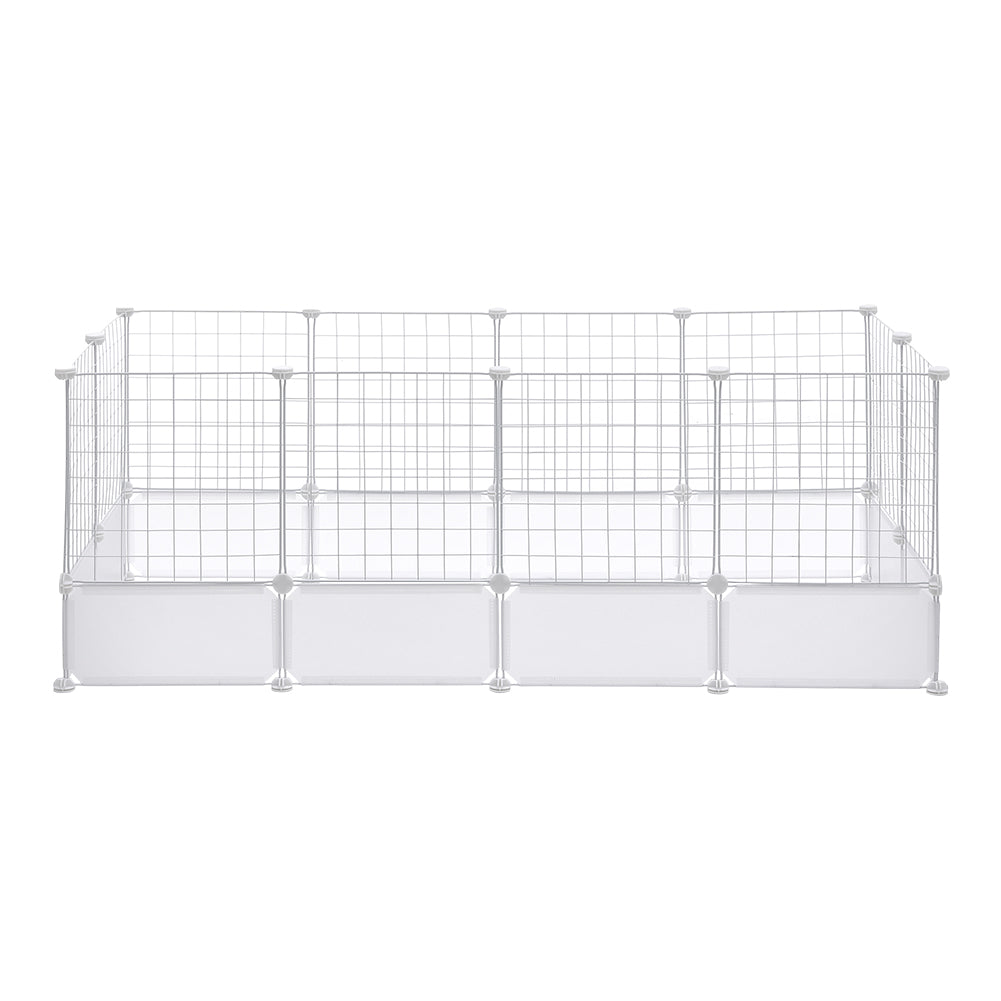 White Pet Playpen – Modular Indoor/Outdoor Playpen for Small Pets – Easy Assembly with Protective Floor Pads