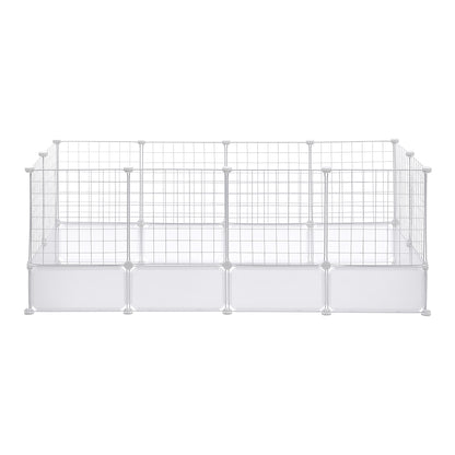White Pet Playpen – Modular Indoor/Outdoor Playpen for Small Pets – Easy Assembly with Protective Floor Pads