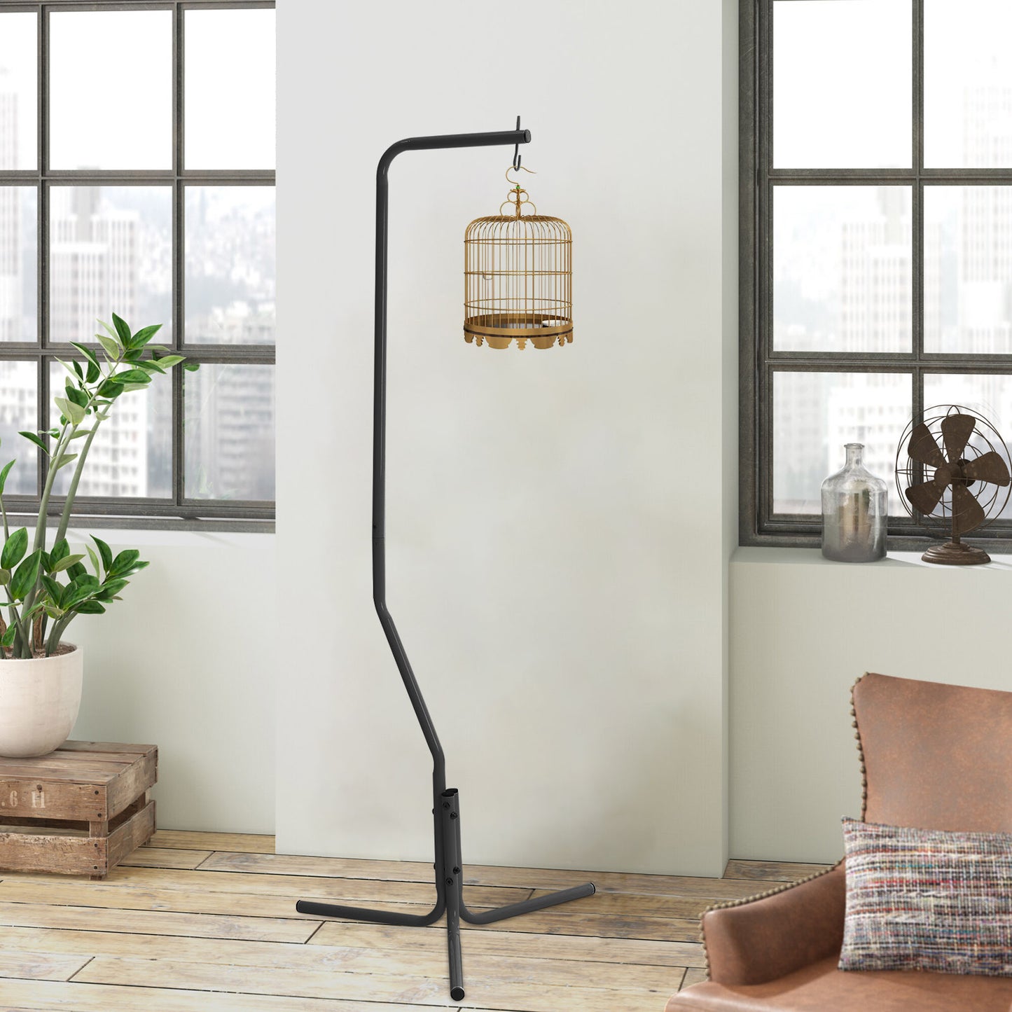 Metal Bird Cage Hanging Stand – Tripod Base for Home & Garden