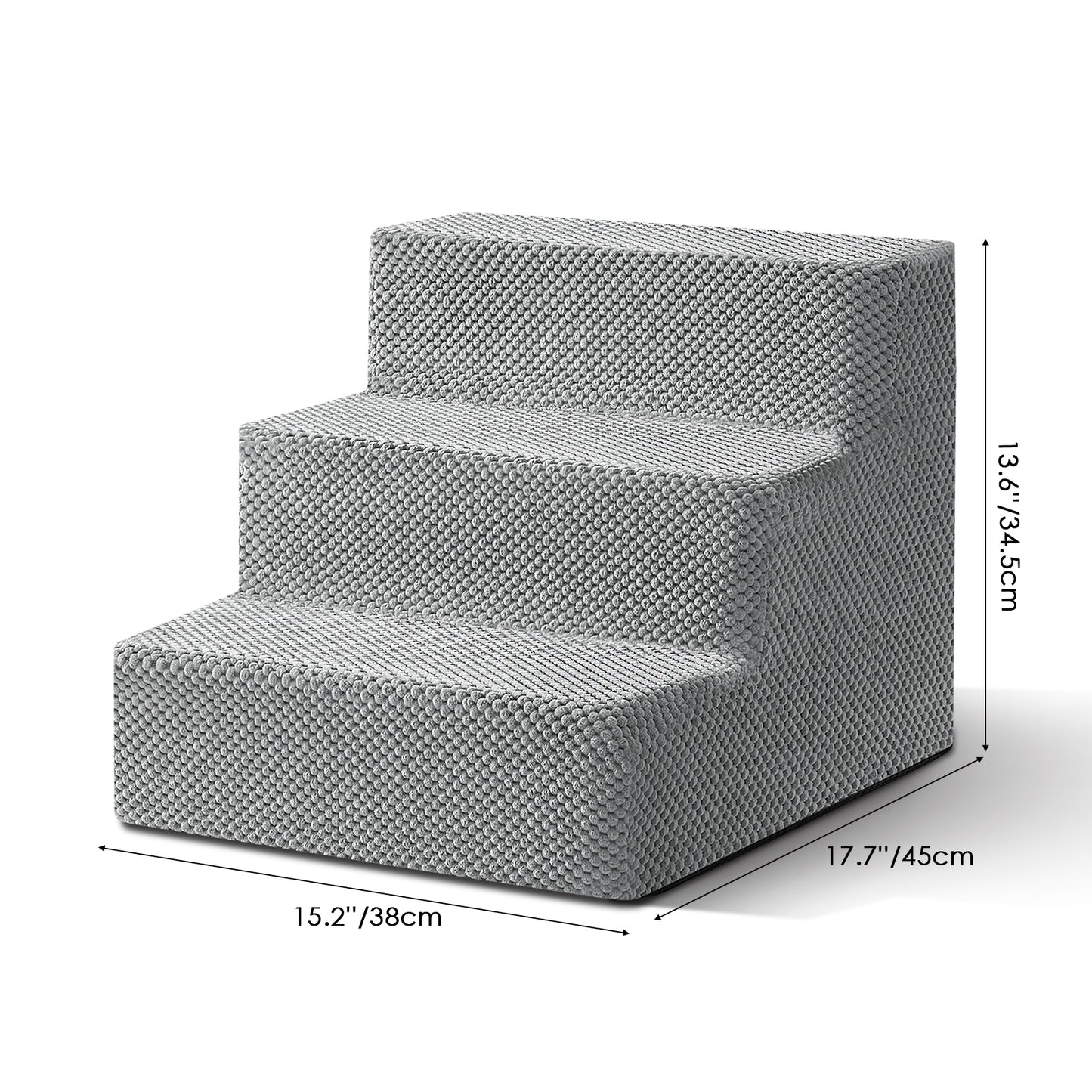 3/4/5-Step Non-Slip Dog Stairs with Washable Corduroy Cover – Grey