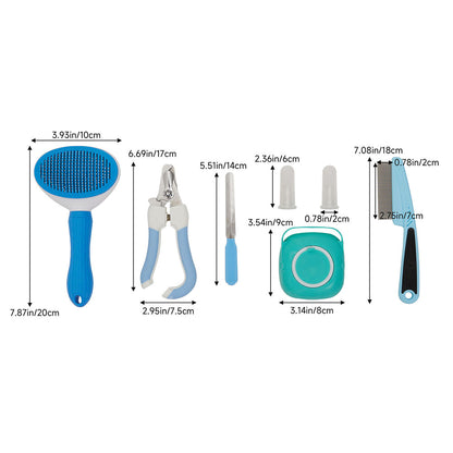 7-in-1 Pet Grooming Kit with Brushes, Nail Clippers & Toothbrush