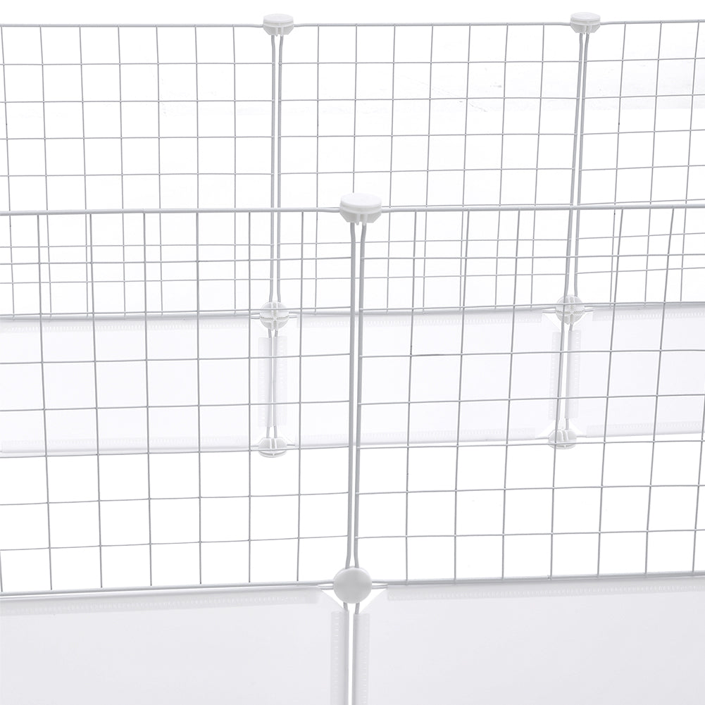 White Pet Playpen – Modular Indoor/Outdoor Playpen for Small Pets – Easy Assembly with Protective Floor Pads