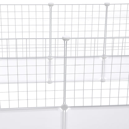 White Pet Playpen – Modular Indoor/Outdoor Playpen for Small Pets – Easy Assembly with Protective Floor Pads