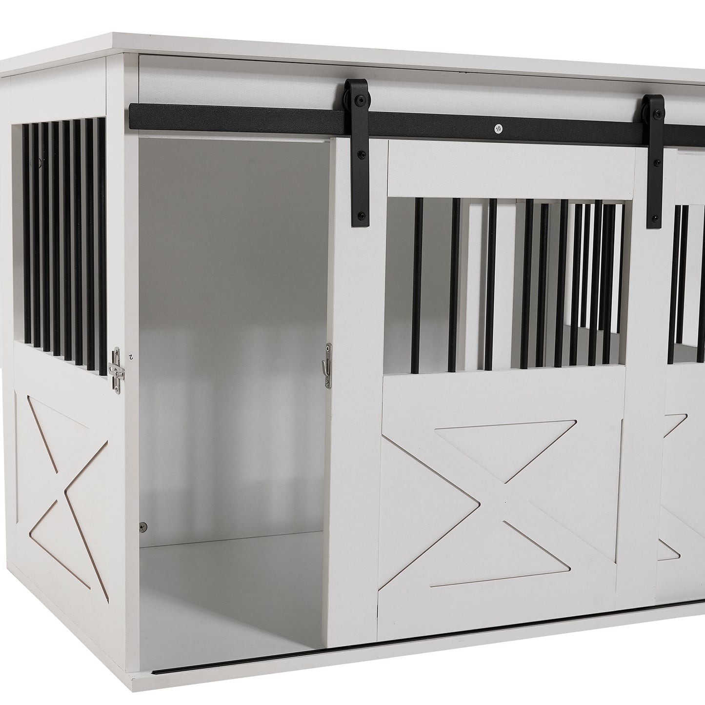 Wooden Dog Crate with Lockable Barn Door – Stylish & Secure Home for Dogs