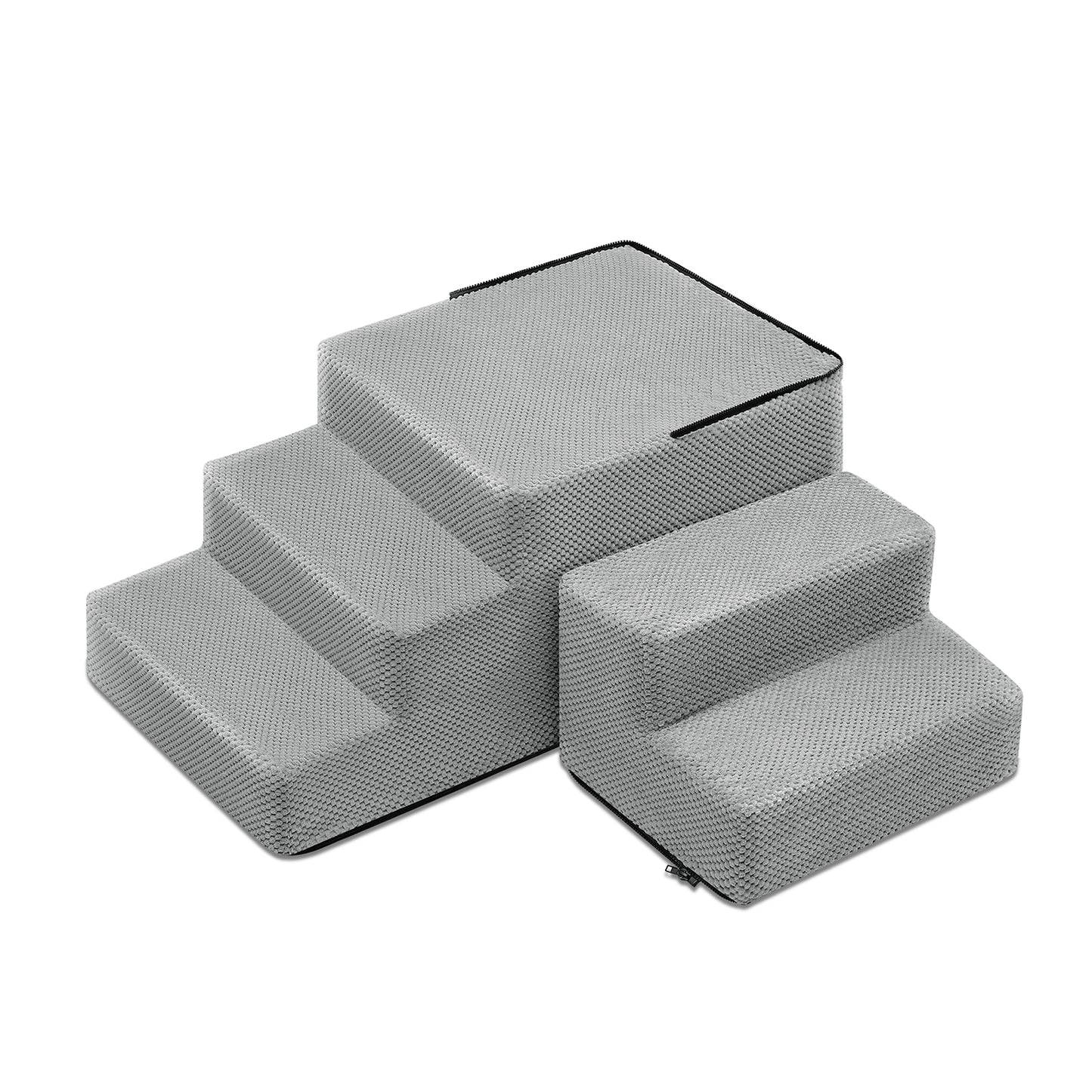 3/4/5-Step Non-Slip Dog Stairs with Washable Corduroy Cover – Grey