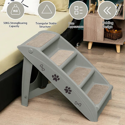 4-Step Plastic Foldable Pet Stair – Durable & Non-Slip Indoor Climbing Ladder for Pets
