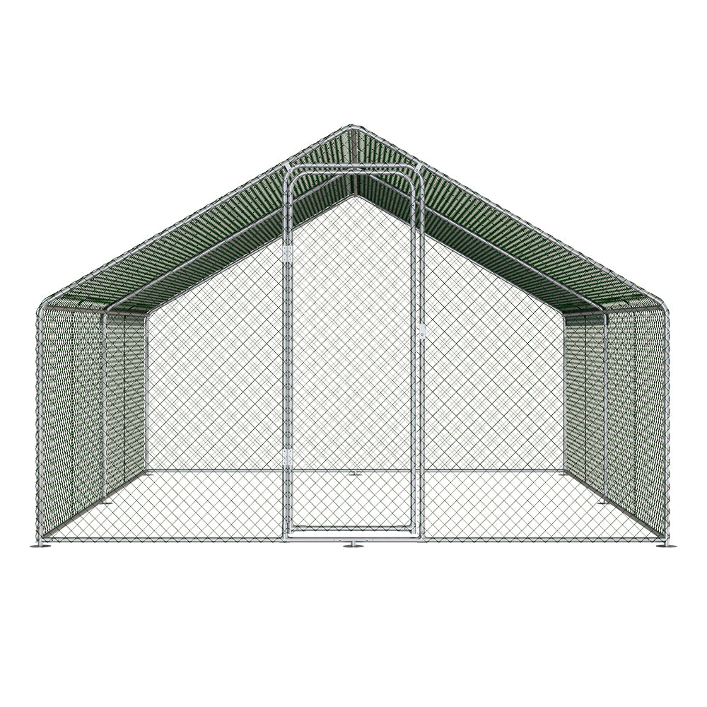 Metal Walk-in Chicken Coop Run with PE Tarpaulin – Secure Outdoor Poultry Enclosure for Chickens and Rabbits