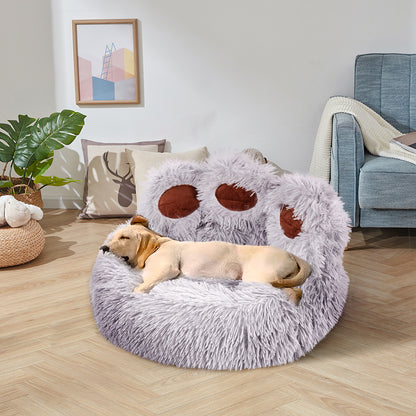 Soft Plush Round Pet Bed – Medium Size 50cm, Anti-Slip Base