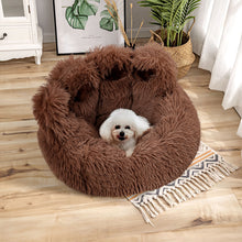 Soft Plush Round Pet Bed with Thickened Filling and Non-Slip Base