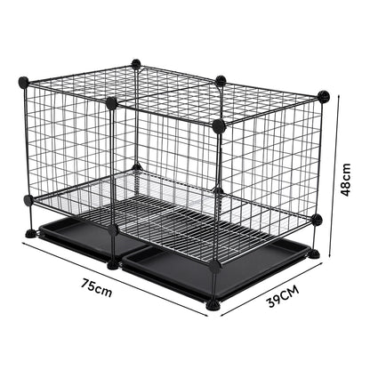 Foldable Black Dog Crate with Dual Removable Trays – Ideal for Small Breeds