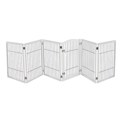 6-Panel Freestanding Wooden Pet Playpen – Foldable Safety Gate for Indoor Use