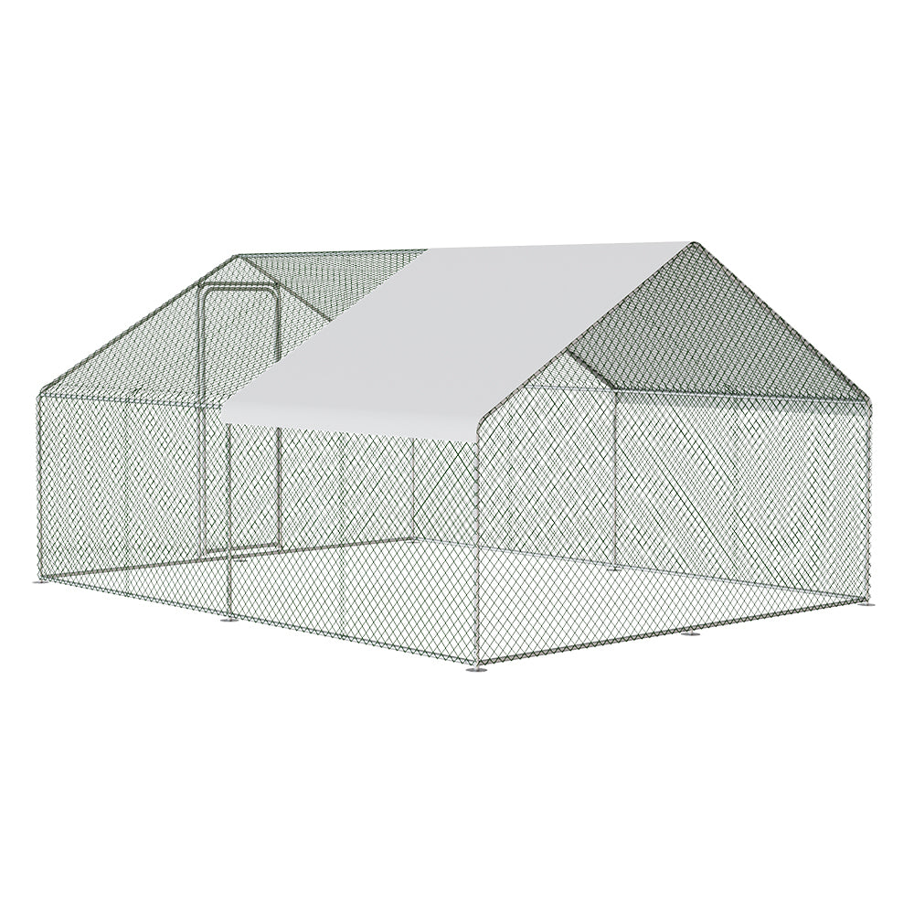 Metal Walk-in Chicken Coop Run with PE Tarpaulin – Secure Outdoor Poultry Enclosure for Chickens and Rabbits