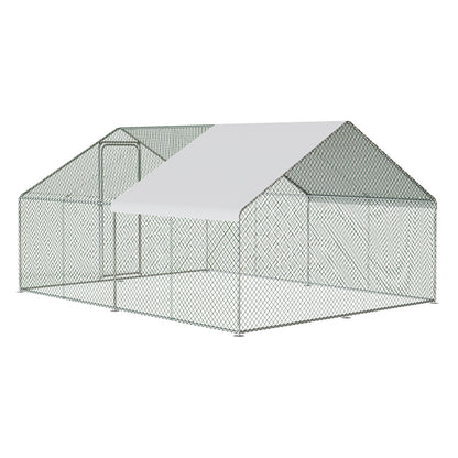 Metal Walk-in Chicken Coop Run with PE Tarpaulin – Secure Outdoor Poultry Enclosure for Chickens and Rabbits