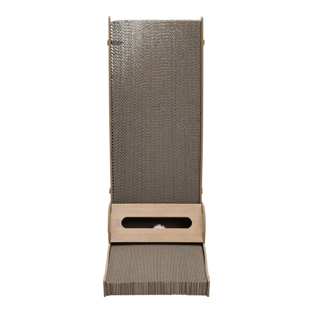 L-Shaped Cat Scratcher with Interactive Toys