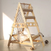 Wooden Cat Climbing Tower with Hammock & Scratching Post – Fun and Stylish Cat Tree for Scratching & Play