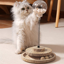 Interactive Spring Cat Toy with Treat Dispenser and Rolling Wooden Ball Track