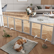 6-Panel Freestanding Wooden Pet Playpen – Foldable Safety Gate for Indoor Use