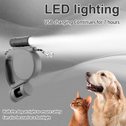 5m Retractable Dog Leash with LED Flashlight & Waste Bag Dispenser