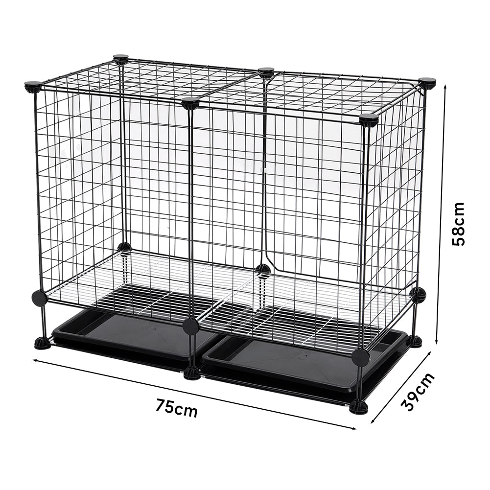 Foldable Black Dog Crate with Dual Removable Trays – Ideal for Small Breeds