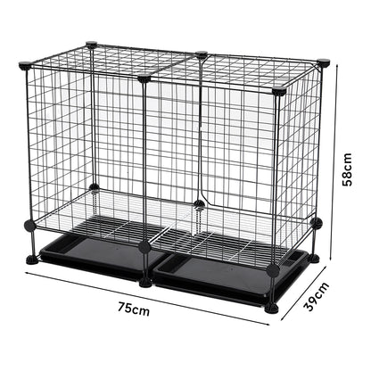 Foldable Black Dog Crate with Dual Removable Trays – Ideal for Small Breeds
