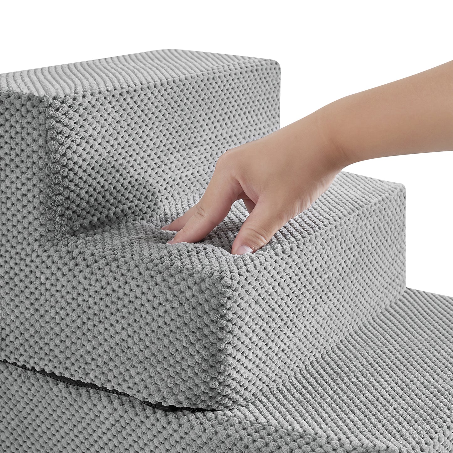 3/4/5-Step Non-Slip Dog Stairs with Washable Corduroy Cover – Grey