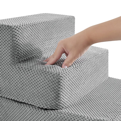 3/4/5-Step Non-Slip Dog Stairs with Washable Corduroy Cover – Grey