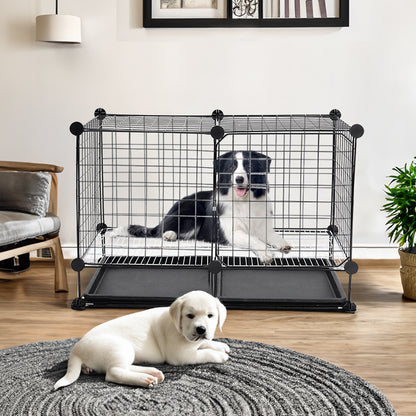 Foldable Black Dog Crate with Dual Removable Trays – Ideal for Small Breeds