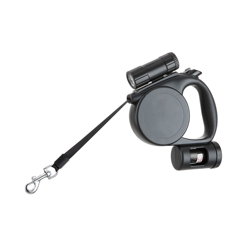 5m Retractable Dog Leash with LED Flashlight & Waste Bag Dispenser