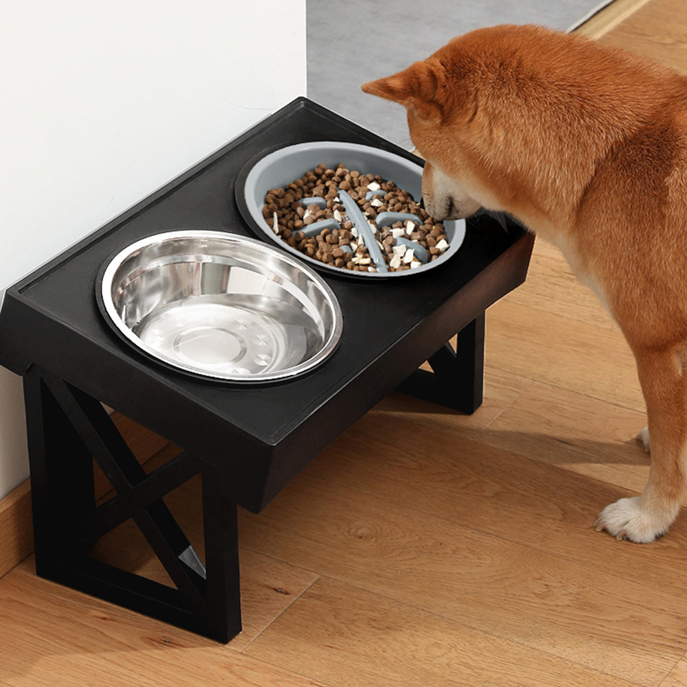 Height Adjustable Elevated Pet Feeder wiHeight Adjustable Elevated Pet Feeder with Stainless Steel Bowls – 2 Bowls, Removable Designth Two Bowls and Stand, WM0213