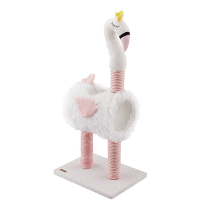 Flamingo Cat Scratching Post with Sisal Rope, Cozy Nest & Hanging Toy Ball – Space-Saving Design