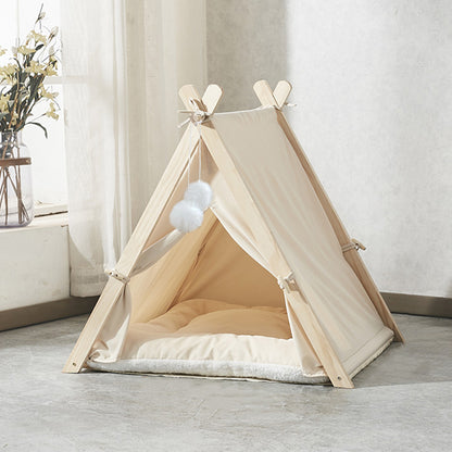 Pet Tent Teepee – Cozy Retreat with Thick Cushion & Sturdy Pine Frame
