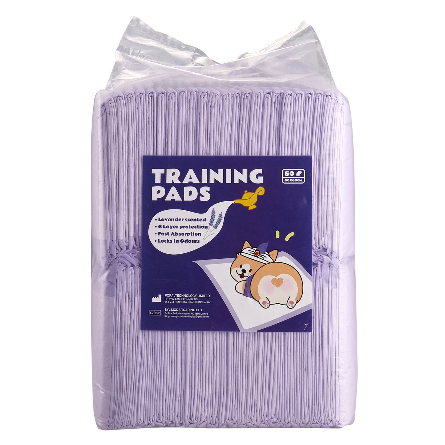 50-Piece Disposable Pet Training Pads – Lavender Scented, Absorbent and Leak-Proof Pads for Puppies and Cats