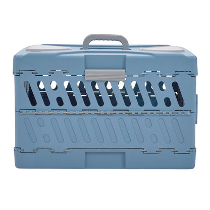 Foldable Hard-Shell Pet Travel Carrier with Ventilation and Lockable Front Door – Ideal for Vet Visits & Short Trips