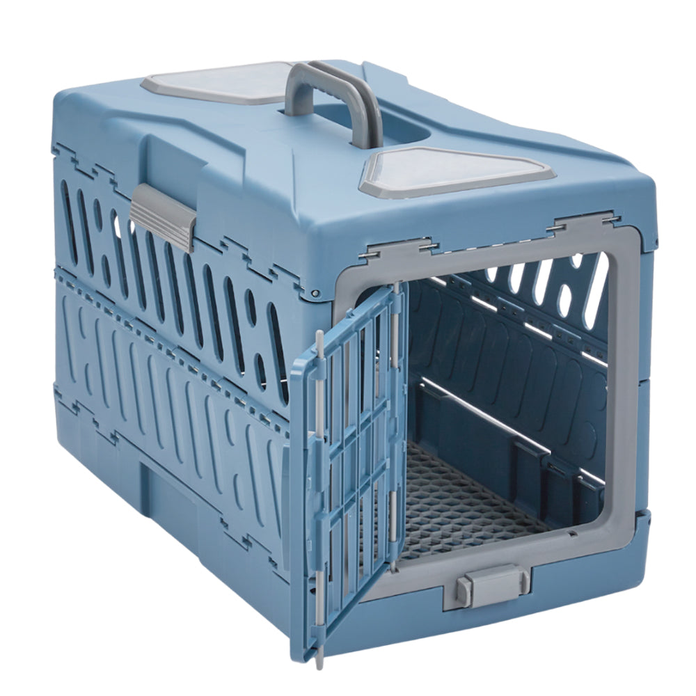 Foldable Hard-Shell Pet Travel Carrier with Ventilation and Lockable Front Door – Ideal for Vet Visits & Short Trips