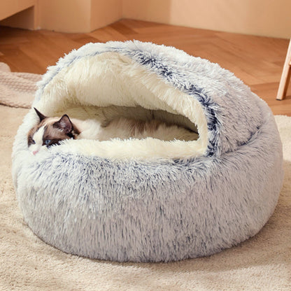 Cozy Plush Pet Bed – Soft, Semi-Enclosed Retreat for Cats & Dogs