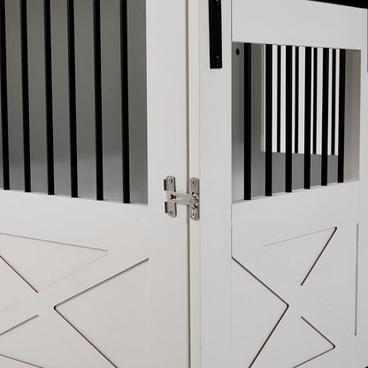 Wooden Dog Crate with Lockable Barn Door – Stylish & Secure Home for Dogs