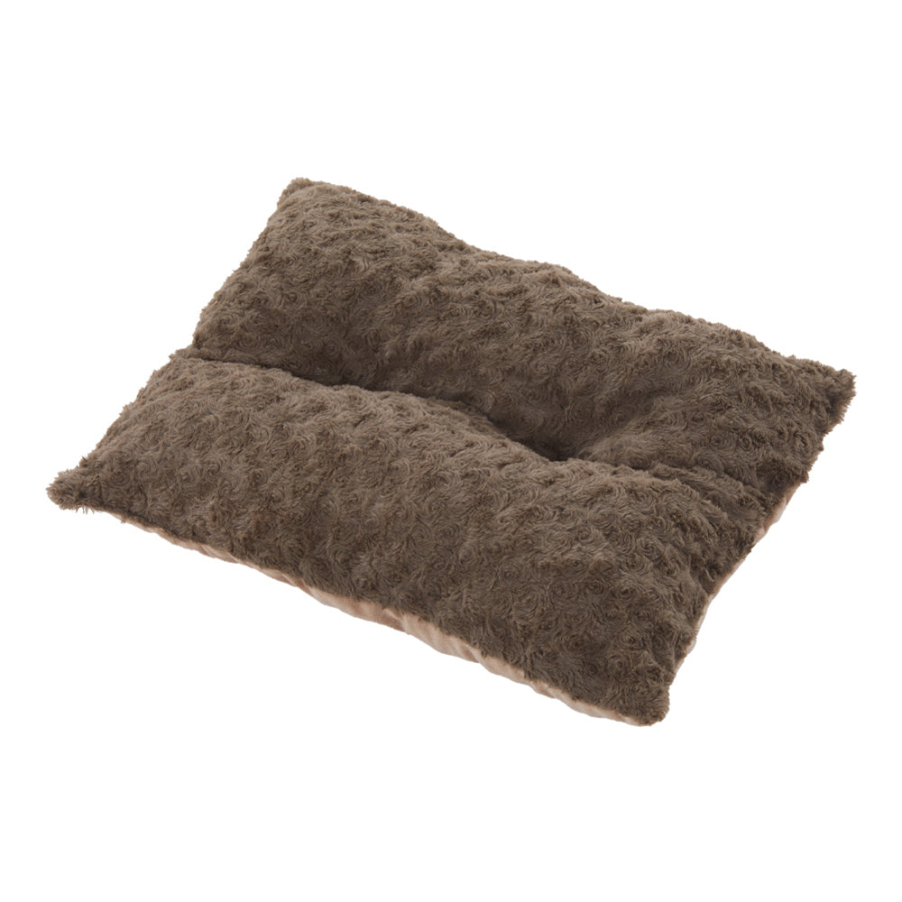 Cozy Khaki Faux Plush Pet Sleeping Bed with Raised Sides and Non-Slip Base