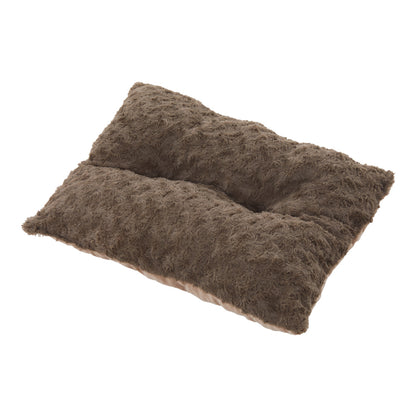 Cozy Khaki Faux Plush Pet Sleeping Bed with Raised Sides and Non-Slip Base