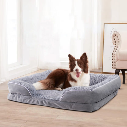 Large Plush Pet Sleeping Bed with Non-Slip Base – Waterproof, Supportive, and Cozy