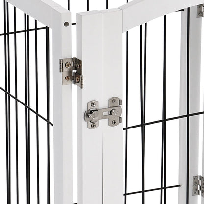6-Panel Freestanding Wooden Pet Playpen – Foldable Safety Gate for Indoor Use