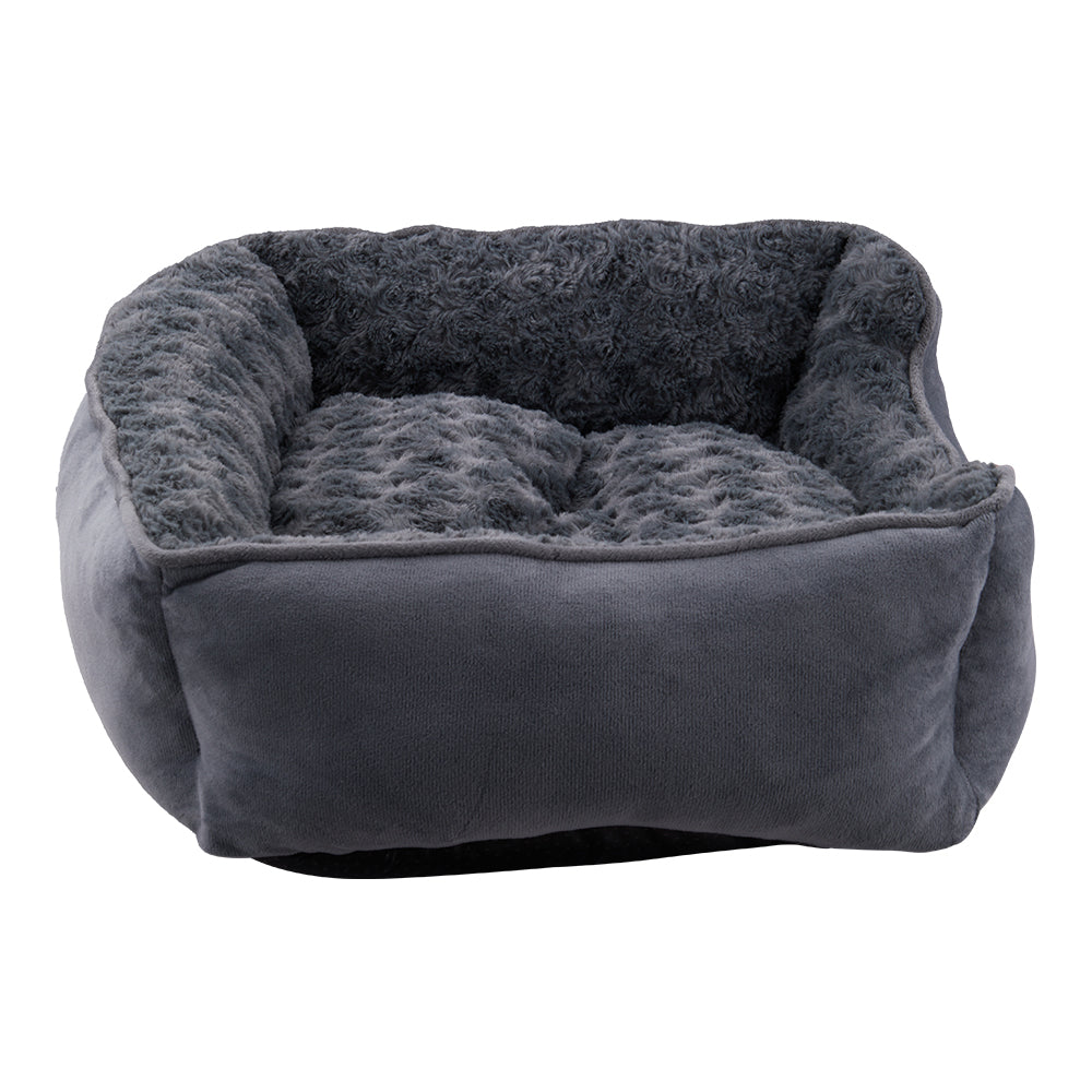 Dark Grey Pet Sleeping Bed – Soft Faux Plush & Suede-Like Fabric with Removable Cushion – Cozy & Comfortable for Cats & Dogs