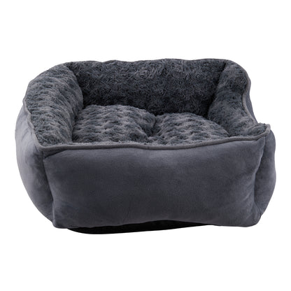 Dark Grey Pet Sleeping Bed – Soft Faux Plush & Suede-Like Fabric with Removable Cushion – Cozy & Comfortable for Cats & Dogs