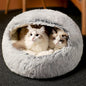 Soft Plush Semi-Enclosed Pet Bed – Cozy Retreat for Cats and Small Dogs
