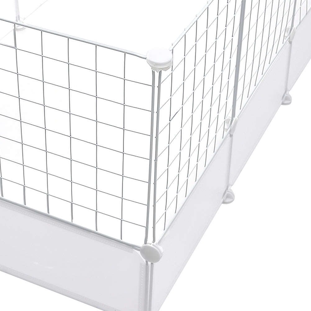 White Pet Playpen – Modular Indoor/Outdoor Playpen for Small Pets – Easy Assembly with Protective Floor Pads